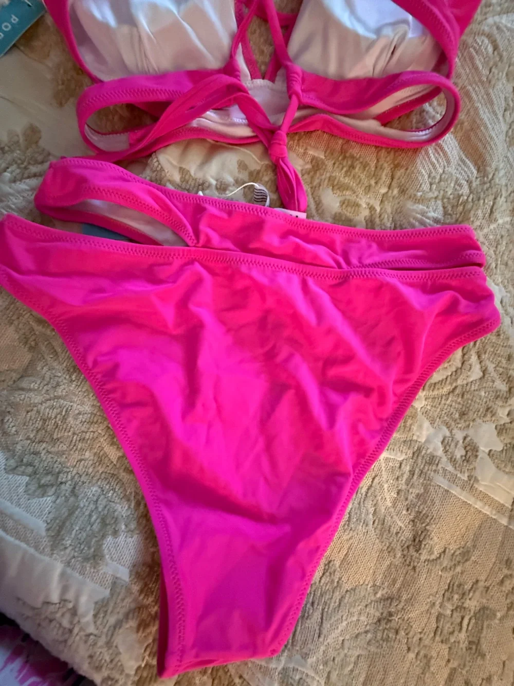 Brand New Popvil Hot Pink Two-Piece Cut Out Bikini - Picture 4 of 12